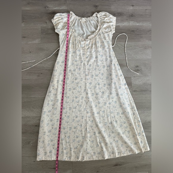 Worth Collective Marley Floral Print Cottage Midi Dress Ivory Blue Sz M - Picture 11 of 14